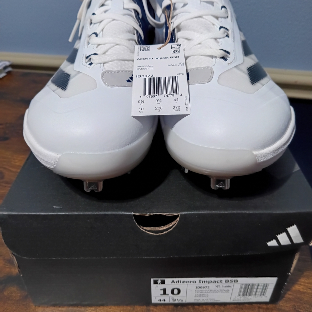 Adidas Adizero Impact 858 Cleats in White and Black